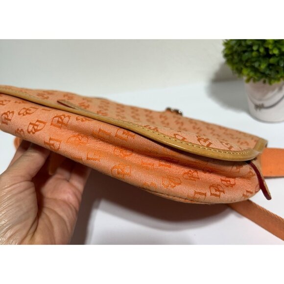 Dooney & Bourke Cabriolet Monogram Orange Canvas Crossbody - Picture 7 of 14